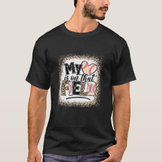 Leopard Baseball Mama Mein Herz ist auf, dass T-Shirt