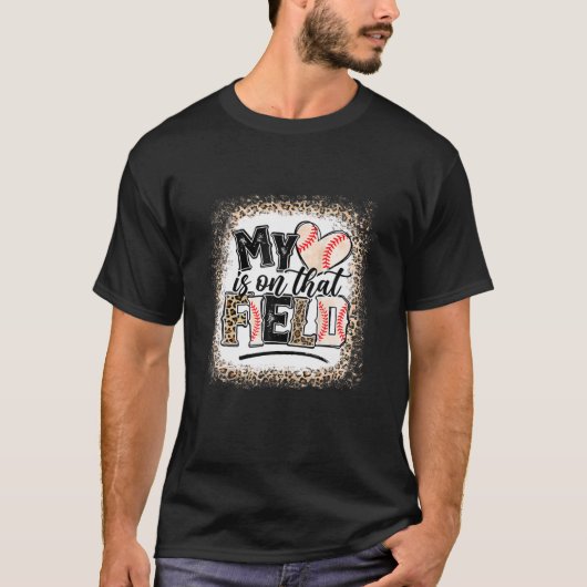 Leopard Baseball Mama Mein Herz ist auf, dass T-Shirt (Vorderseite)