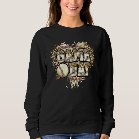 Leopard Baseball Spieltag Baseball-Mama Baseball Sweatshirt (Vorderseite)