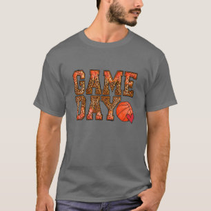 Leopard Basketball Game Day Vibes Basketball Mama T-Shirt
