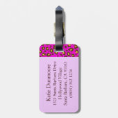 Leopard bedruckt rosa, braun, monogramm Gepäckanhä Gepäckanhänger (Rückseite vertikal)