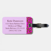 Leopard bedruckt rosa, braun, monogramm Gepäckanhä Gepäckanhänger (Rückseite horizontal)