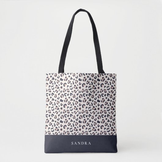 Leopard bedruckt rosa individuelle Name Tasche (Vorderseite)
