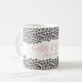 Leopard bedruckt Rosa sechzig und sauer 60. Geburt Kaffeetasse (Vorderseite Links)