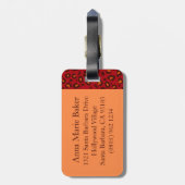 Leopard bedruckt rot, monogramm Gepäckanhänger (Rückseite vertikal)