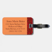 Leopard bedruckt rot, monogramm Gepäckanhänger (Rückseite horizontal)