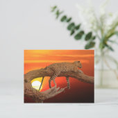 Leopard bei Sonnenuntergang Postkarte (Stehend Vorderseite)