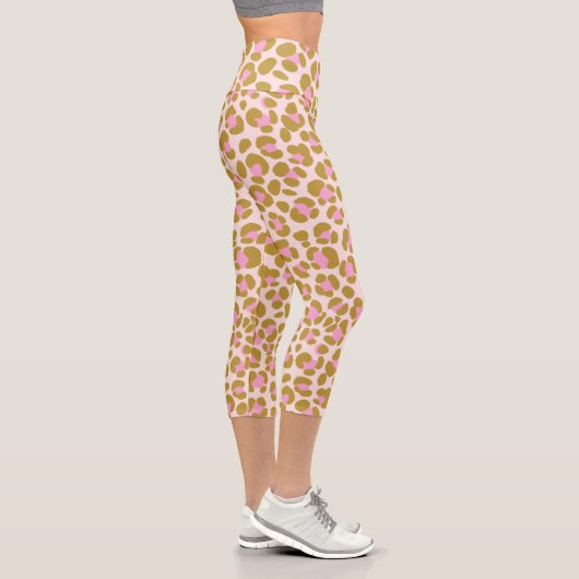 Leopard Beige Sage Pink Capri Leggings (Rechts)