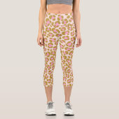 Leopard Beige Sage Pink Capri Leggings (Vorderseite)
