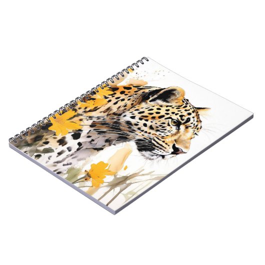 Leopard between Blume Notebook Journal Notizblock (Linke Seite)