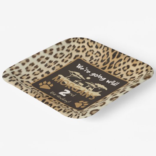 Leopard-Birthday-Papiertafel Pappteller (Gewinkelt)