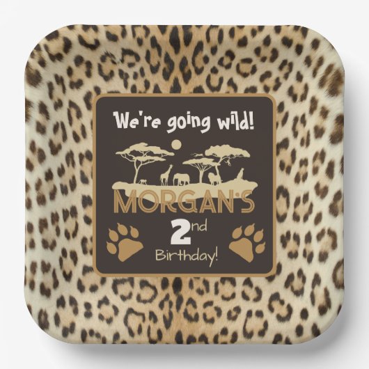 Leopard-Birthday-Papiertafel Pappteller (Vorderseite)