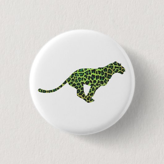 Leopard Black and Green Silhouette Button (Vorderseite)