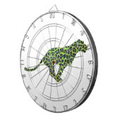 Leopard Black and Green Silhouette Dartscheibe (Vorderseite rechts)