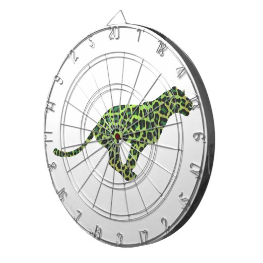 Leopard Black and Green Silhouette Dartscheibe (Vorderseite rechts)