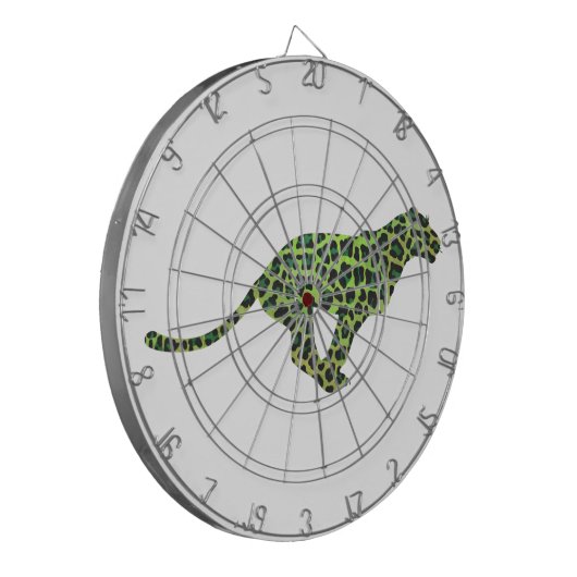 Leopard Black and Green Silhouette Dartscheibe (Vorderseite Links)