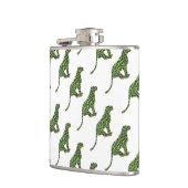 Leopard Black and Green Silhouette Flachmann (Links)