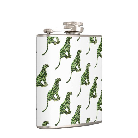 Leopard Black and Green Silhouette Flachmann (Rechts)