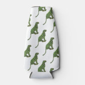 Leopard Black and Green Silhouette Flaschenkühler (Vorderseite)