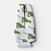 Leopard Black and Green Silhouette Flaschenkühler (Rückseite)