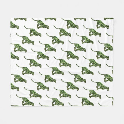 Leopard Black and Green Silhouette Fleecedecke (Vorderseite (Horizontal))