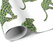 Leopard Black and Green Silhouette Geschenkpapier (Rolleneckpunkt)