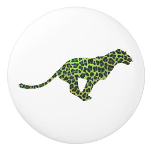 Leopard Black and Green Silhouette Keramikknauf