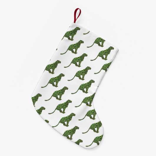 Leopard Black and Green Silhouette Kleiner Weihnachtsstrumpf (Vorderansicht (hängend))