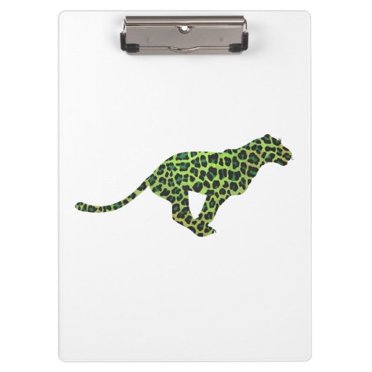 Leopard Black and Green Silhouette Klemmbrett (Vorderseite)