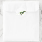 Leopard Black and Green Silhouette Runder Aufkleber (Tasche)