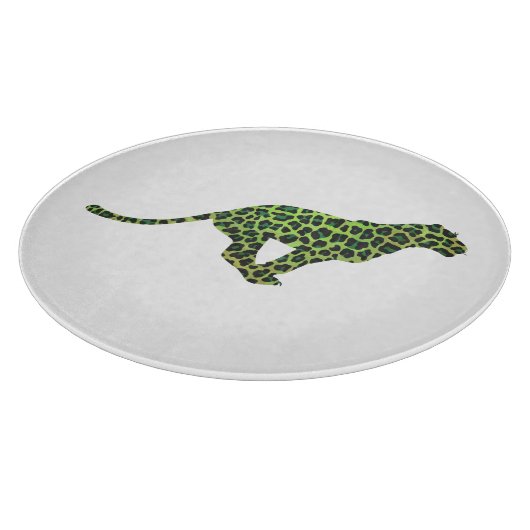 Leopard Black and Green Silhouette Schneidebrett (Ecke)