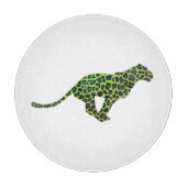 Leopard Black and Green Silhouette Schneidebrett (Vorderseite)