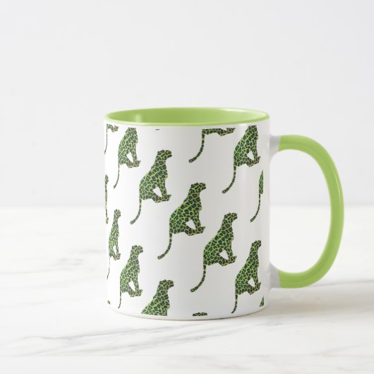 Leopard Black and Green Silhouette Tasse (Rechts)