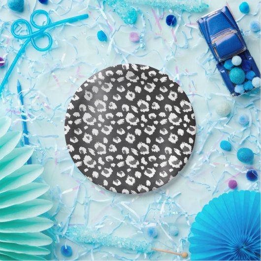 Leopard Black Animal Print Muster Party Pappteller (Party)