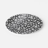 Leopard Black Animal Print Muster Party Pappteller (Schrägansicht)