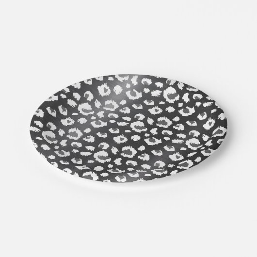 Leopard Black Animal Print Muster Party Pappteller (Schrägansicht)