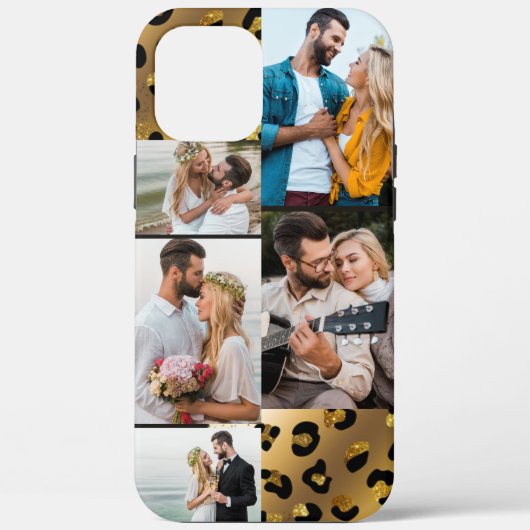 Leopard Black Gold Animal Print 5 FotoCollage Case-Mate iPhone Hülle (Rückseite)