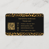 Leopard Black Gold Druck QR Code Luxus Visitenkarte (Rückseite)