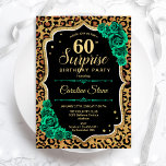 Leopard Black Gold Green Überraschung 60. Geburtst Einladung<br><div class="desc">Überraschung 60. Geburtstagsparty Einladung. Weibliches Schwarz,  Weiß und smaragdgrünes Design mit Imitaten Glitzer Gold. Features Tier cheetah Leopard Druck,  Rose,  Skript-Schriftart und Konfetti. Ideal für eine elegante Damenfeier. Kann personalisiert sein,  jedes Alter zu zeigen. Gedruckte Zazzle Einladungen oder Sofortdownload digitalen druckbaren Vorlage.</div>
