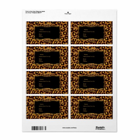Leopard Black Gold Label-Adresse (Vorne)