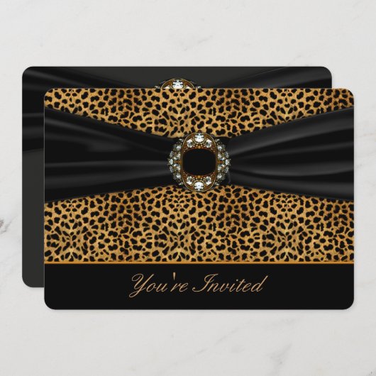 Leopard Black Jeder Anlass Einladung Vorlage (Vorne/Hinten)