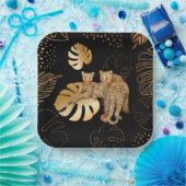 Leopard-Blätter Pappteller (Party)
