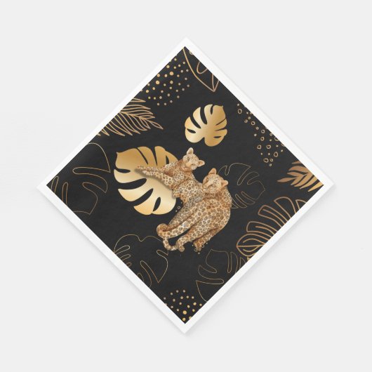 Leopard-Blätter Serviette (Ecke)