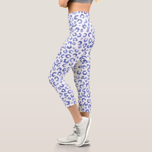 Leopard-Blauer Glitzer Capri Leggings