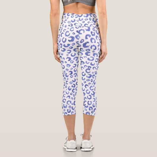 Leopard-Blauer Glitzer Capri Leggings (Rückseite)