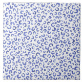 Leopard-Blauer Glitzer Fliese (Vorderseite)
