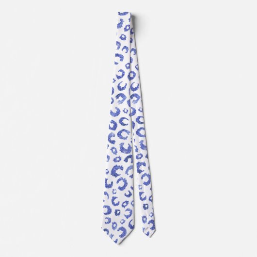 Leopard-Blauer Glitzer Krawatte (Vorderseite)