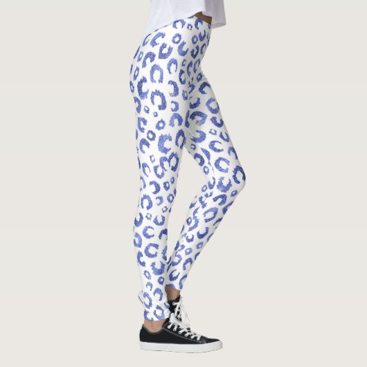 Leopard-Blauer Glitzer Leggings (Rechts)