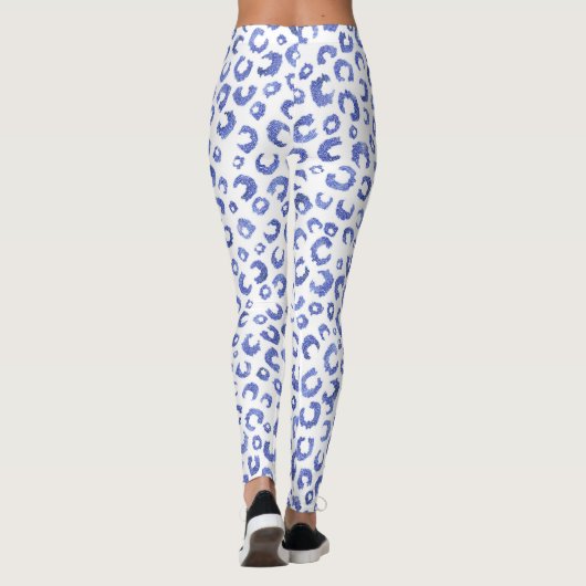 Leopard-Blauer Glitzer Leggings (Rückseite)