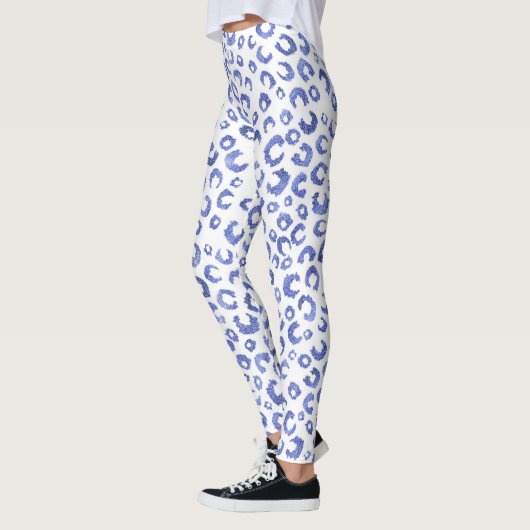 Leopard-Blauer Glitzer Leggings (Links)